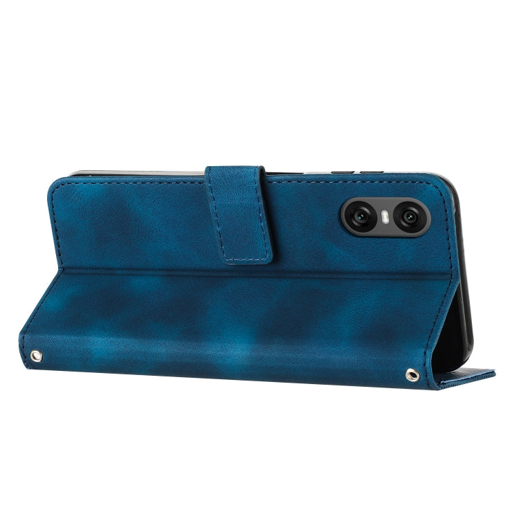 Funda de Cuero Triangular para Sony Xperia 5 Vi Dream con Cordón (Azul)