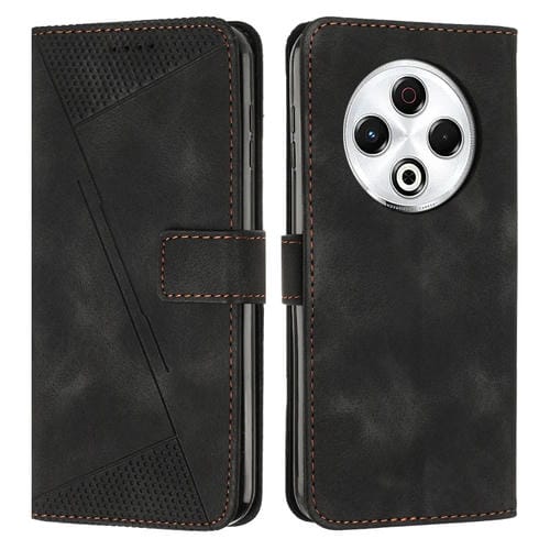 Funda de Cuero Triangular para Teléfono Tecno Spark 30 4G Dream con Cordón (Negro)