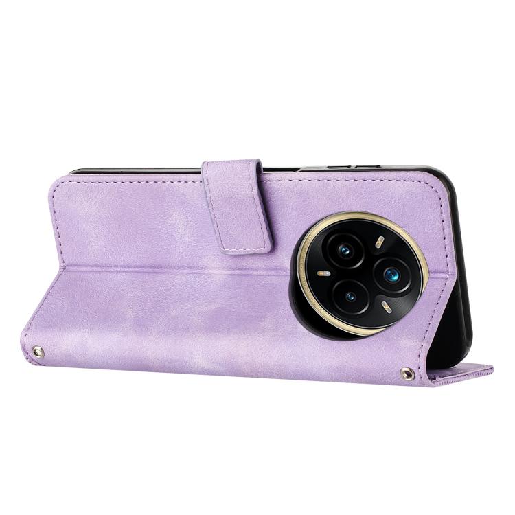 Funda de Cuero Triangular con Cordón para Realme 14 Pro Dream (Morado)