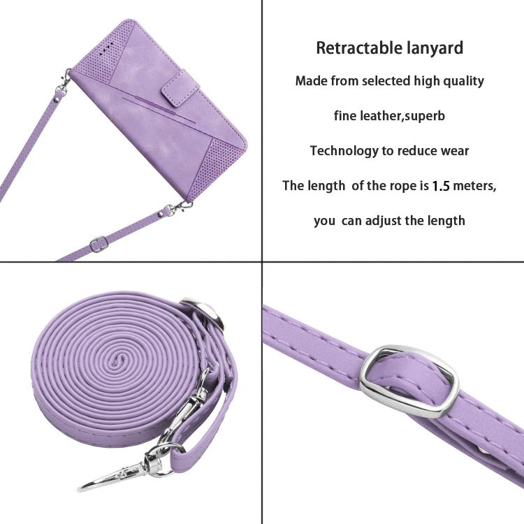 Funda de Cuero Triangular con Cordón para Realme 14 Pro Dream (Morado)