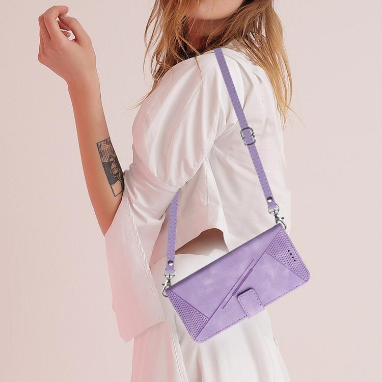 Funda de Cuero Triangular con Cordón para Realme 14 Pro Dream (Morado)