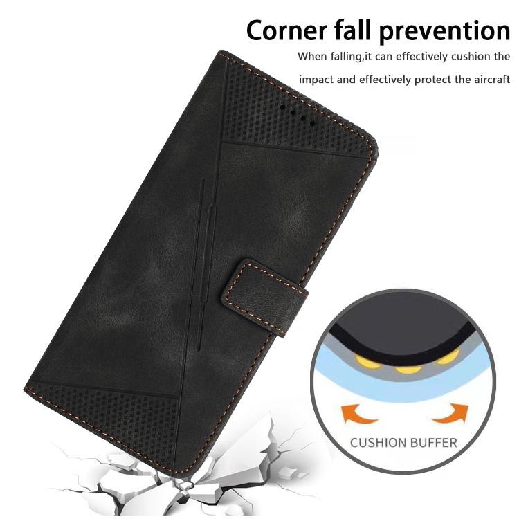 Funda de Cuero Triangular con Cordón para Realme 14 Pro Dream (Negra)