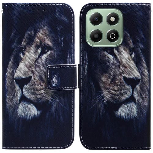 Funda de Cuero con Tapa y Dibujo a Color para Honor X6B (León)