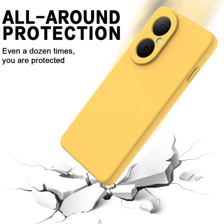 Funda de silicona líquida de color sólido para Huawei Nova Y73 4G, a prueba de caídas y cobertura total (amarilla)