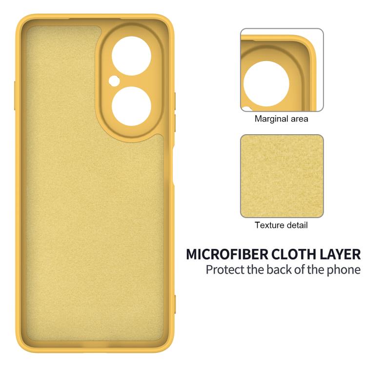 Funda de silicona líquida de color sólido para Huawei Nova Y73 4G, a prueba de caídas y cobertura total (amarilla)