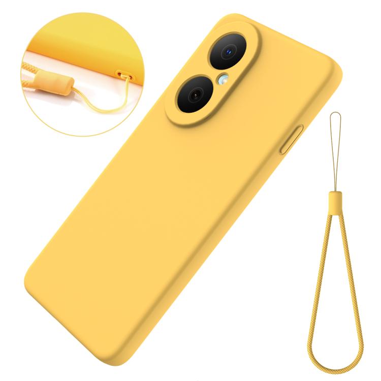 Funda de silicona líquida de color sólido para Huawei Nova Y73 4G, a prueba de caídas y cobertura total (amarilla)