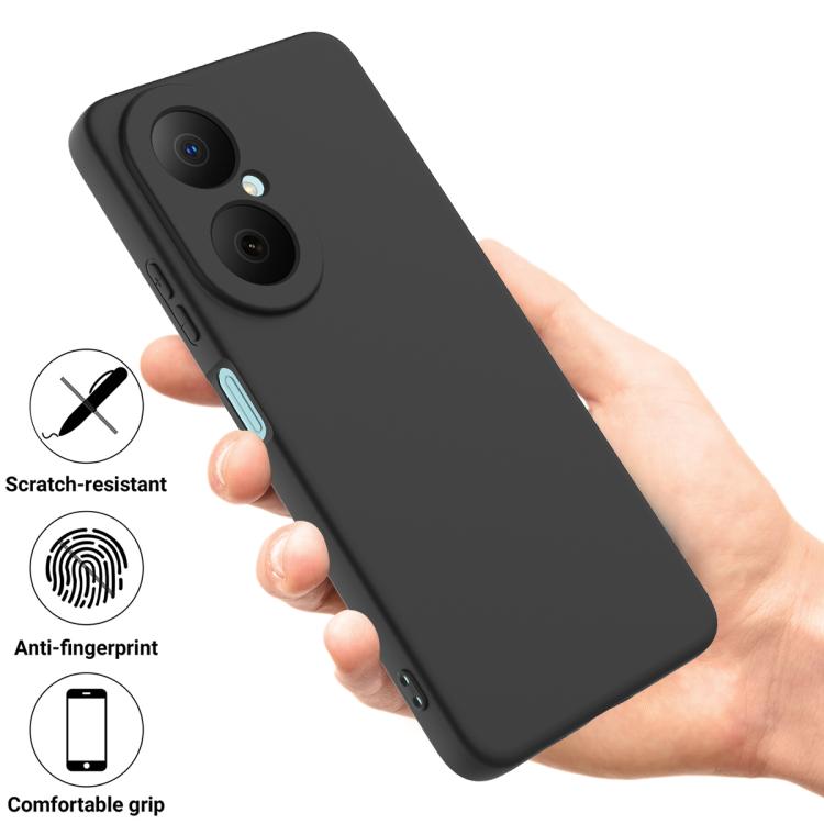 Funda de silicona líquida de color sólido para Huawei Nova Y73 4G, a prueba de caídas y cobertura total (negra)