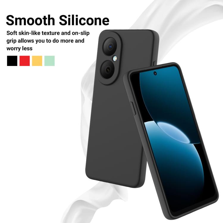 Funda de silicona líquida de color sólido para Huawei Nova Y73 4G, a prueba de caídas y cobertura total (negra)