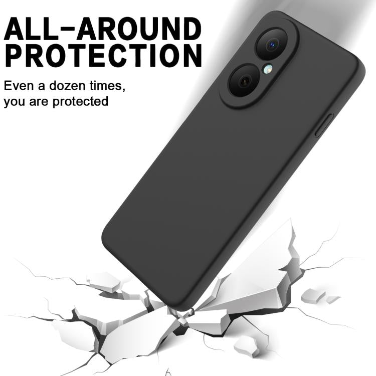 Funda de silicona líquida de color sólido para Huawei Nova Y73 4G, a prueba de caídas y cobertura total (negra)
