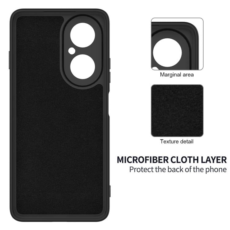 Funda de silicona líquida de color sólido para Huawei Nova Y73 4G, a prueba de caídas y cobertura total (negra)