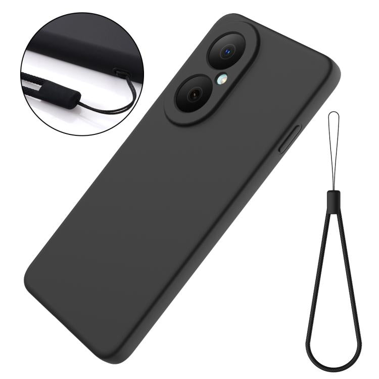 Funda de silicona líquida de color sólido para Huawei Nova Y73 4G, a prueba de caídas y cobertura total (negra)