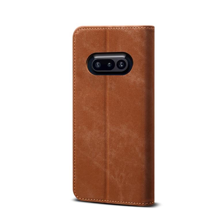 Funda de Cuero con Tapa para Teléfono 3A Estilo Casual Textura Vaquera (Marrón)