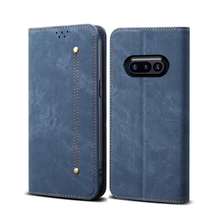 Funda de Cuero con Tapa para Teléfono 3A con Textura Vaquera (Azul)