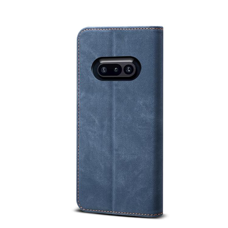 Funda de Cuero con Tapa para Teléfono 3A con Textura Vaquera (Azul)
