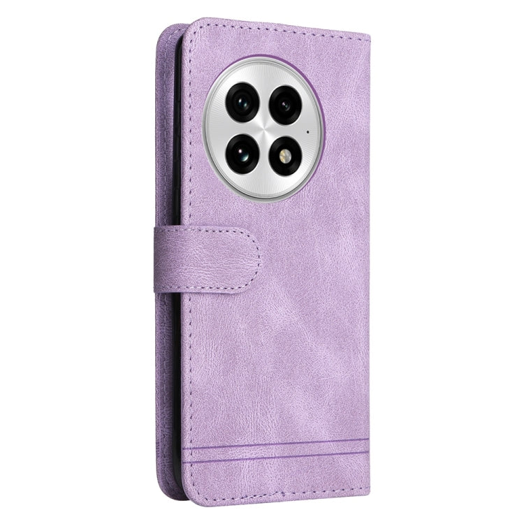 Funda de Cuero con Botones de Metal y Diseño Árbol de la Vida para OnePlus 13 (Morado)