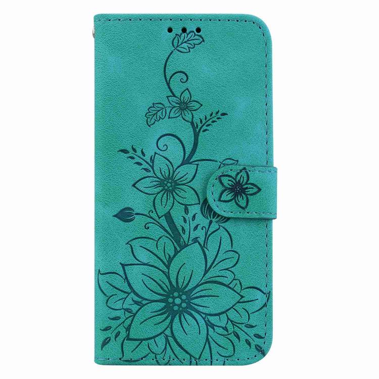 Funda de cuero con relieve de lirio para Infinix Hot 50 Pro 4G (verde)