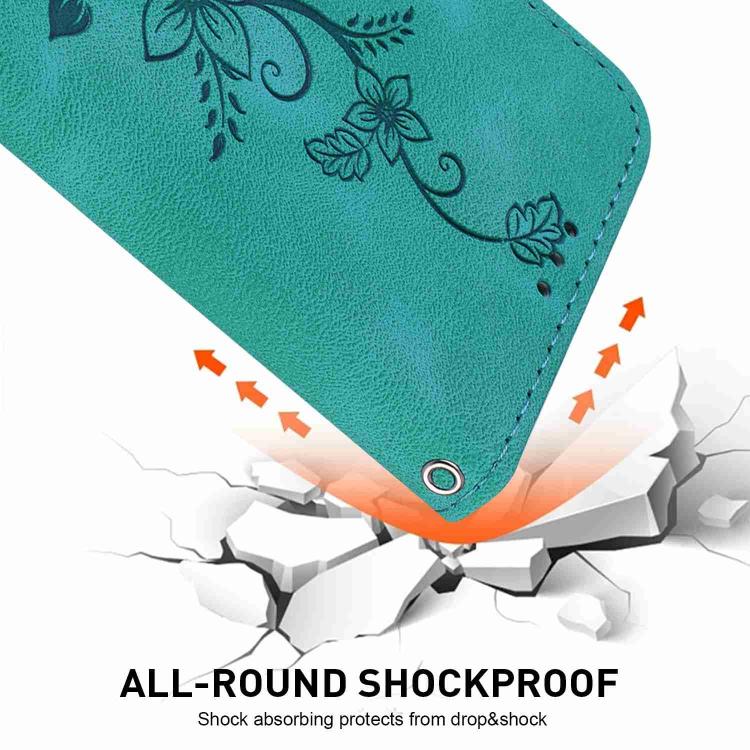 Funda de cuero con relieve de lirio para Infinix Hot 50 Pro 4G (verde)