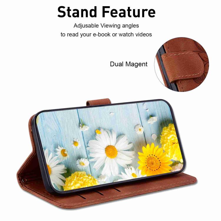 Funda de cuero con relieve de lirio para Infinix Hot 50 Pro+ 4G (marrón)