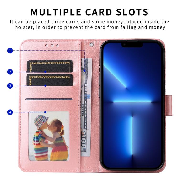 Funda de Piel con Relieve de Girasol para OnePlus 13R/Ace 5/Ace 5 Pro (Oro Rosa)