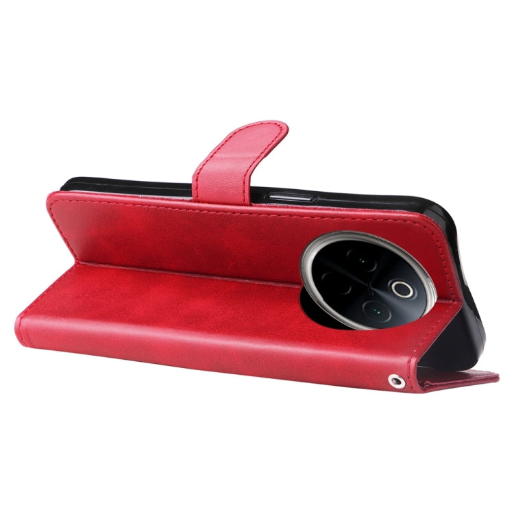 Funda de Piel con Cremallera y Textura de Becerro para OnePlus 13 (Rojo)