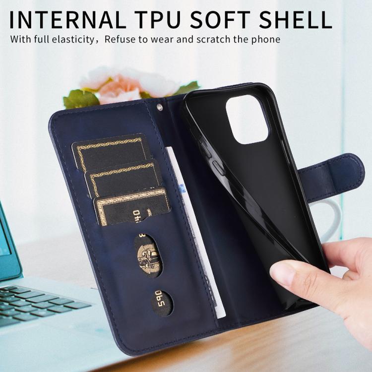 Funda de Piel Textura Becerro con Cremallera para OnePlus 13R / Ace 5 / Ace 5 Pro (Azul)