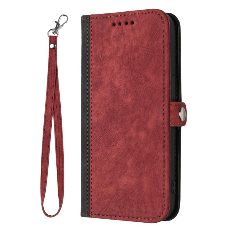 Funda de Cuero para Huawei P50 Pro con Correa de Mano y Hebilla Lateral Doble Plegable (Rojo)