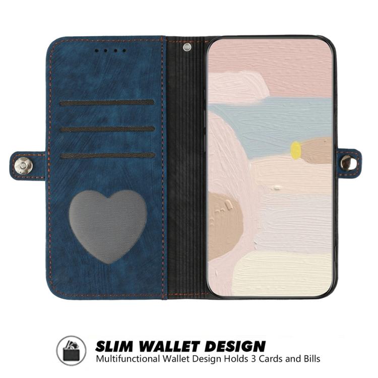 Funda de Cuero para Huawei P60 y P60 Pro con Correa de Mano y Hebilla Lateral Doble (Azul Real)