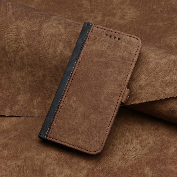 Funda de Cuero para Huawei P60/P60 Pro con Correa de Mano y Hebilla Lateral Doble (Marrón)