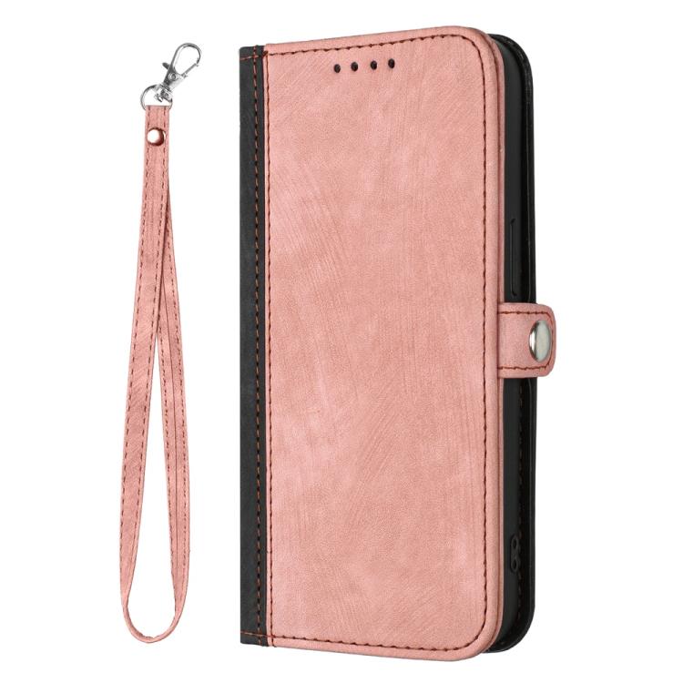 Funda de Cuero para Huawei P60 y P60 Pro con Correa de Mano y Hebilla Lateral Doble Plegable (Rosa)