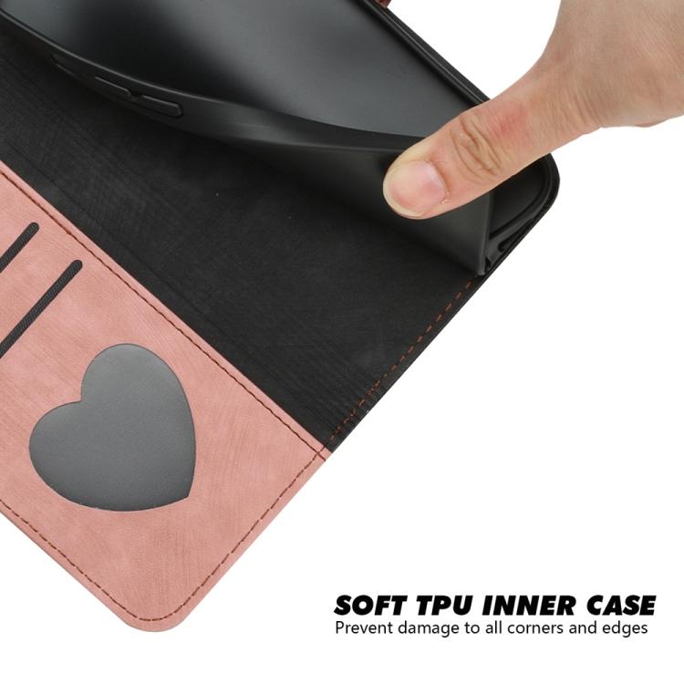 Funda de Cuero para Huawei P60 y P60 Pro con Correa de Mano y Hebilla Lateral Doble Plegable (Rosa)