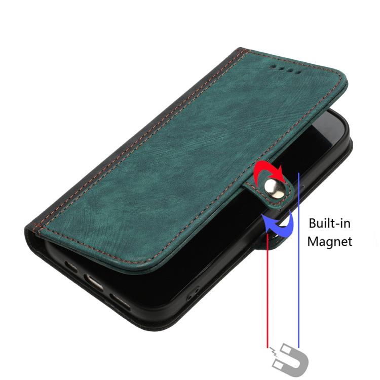 Funda de Cuero para Huawei Enjoy 20E con Correa de Mano y Hebilla Lateral Doble (Verde Oscuro)
