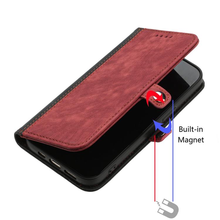 Funda de Cuero con Correa de Mano y Hebilla Lateral Doble para Huawei Enjoy 50/Nova Y70 (Rojo)