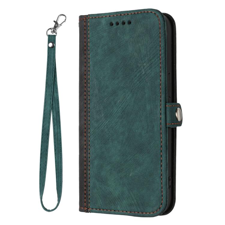 Funda de Cuero con Correa de Mano y Hebilla Lateral Doble para Huawei Enjoy 50/Nova Y70 (Verde Oscuro)