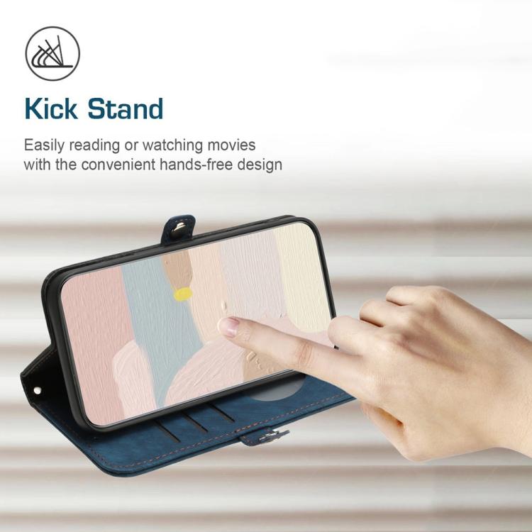 Funda de Cuero con Correa y Hebilla Lateral Doble para Huawei Enjoy 50 Pro/Nova Y90 (Azul Real)