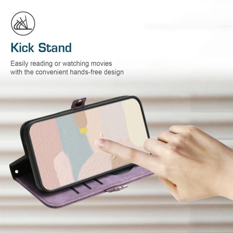 Funda de Cuero con Correa y Hebilla Lateral Doble para Huawei Enjoy 50 Pro/Nova Y90 (Morado)