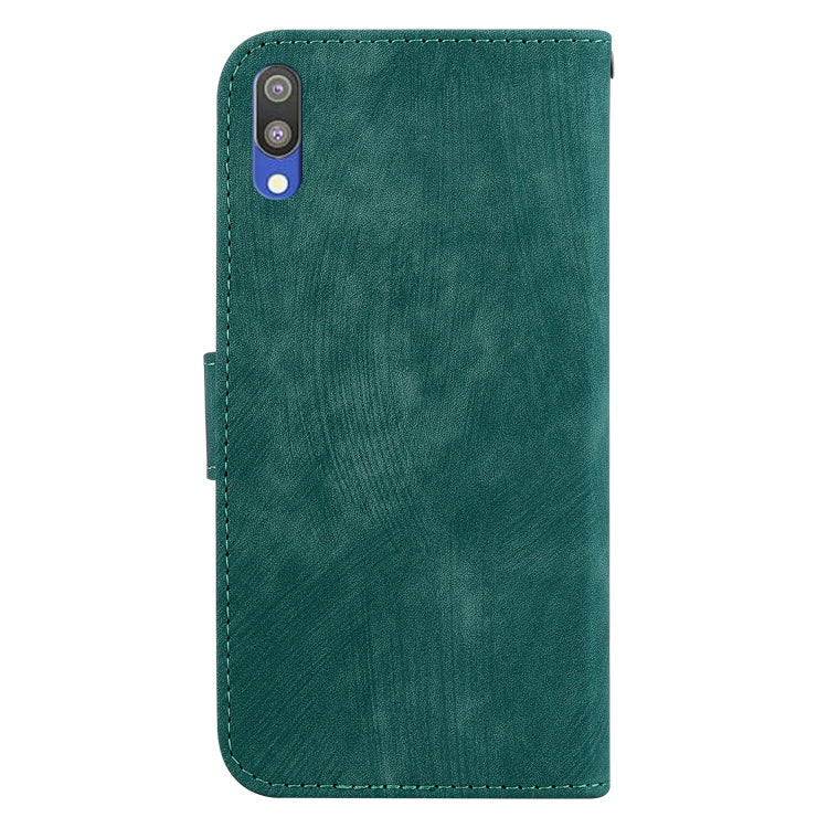 Para Samsung Galaxy A10 / M10 Funda para teléfono de cuero con relieve Little Tiger (verde)