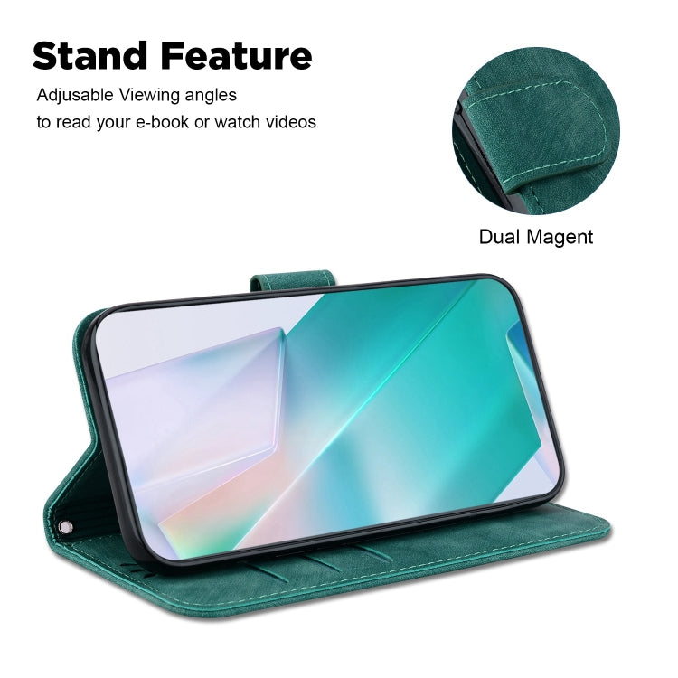 Para Samsung Galaxy A10 / M10 Funda para teléfono de cuero con relieve Little Tiger (verde)