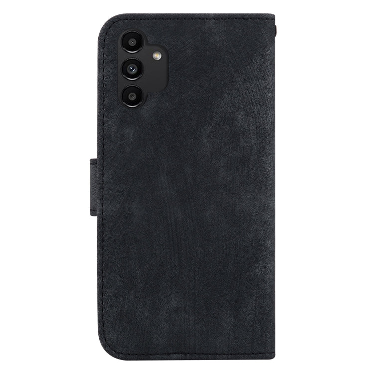 Para Samsung Galaxy A13 4G Funda de cuero con relieve Little Tiger (negro)