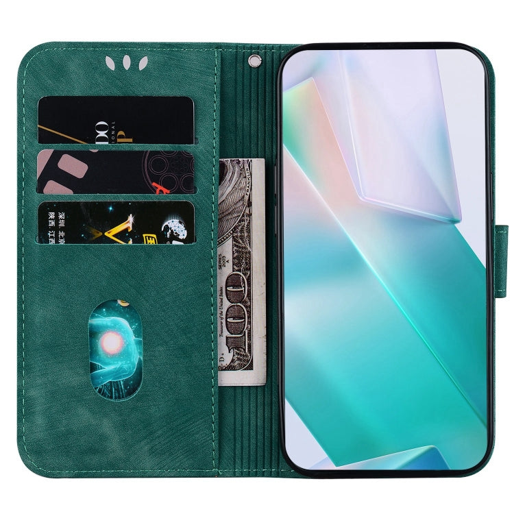 Para Samsung Galaxy A53 5G Funda para teléfono de cuero con relieve Little Tiger (verde)