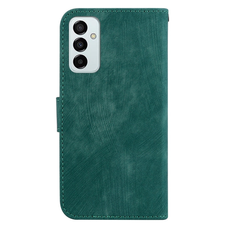 Para Samsung Galaxy M23 / F23 Funda para teléfono de cuero con relieve Little Tiger (verde)