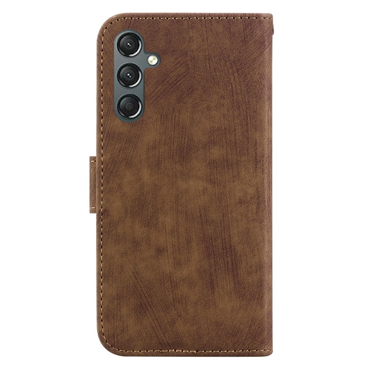 Para Samsung Galaxy A25 5G Funda de cuero con relieve Little Tiger (marrón)