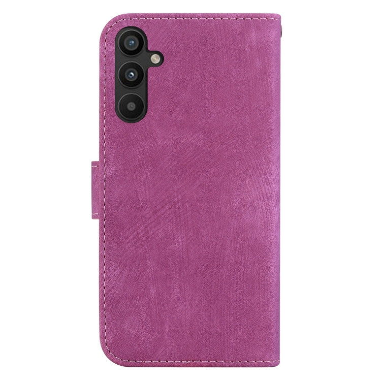 Para Samsung Galaxy A34 5G Funda para teléfono de cuero con relieve Little Tiger (rojo rosa)