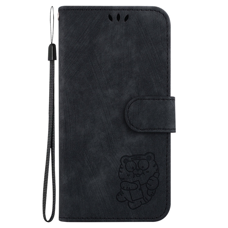 Para Samsung Galaxy A34 5G Funda para teléfono de cuero con relieve Little Tiger (negro)