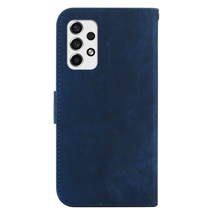 Para Samsung Galaxy A52 4G / 5G Funda para teléfono de cuero con relieve Little Tiger (azul oscuro)