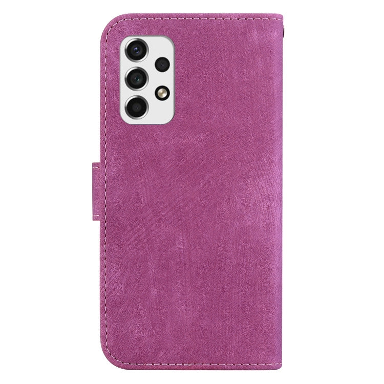 Para Samsung Galaxy A52 4G / 5G Funda para teléfono de cuero con relieve Little Tiger (rojo rosa)