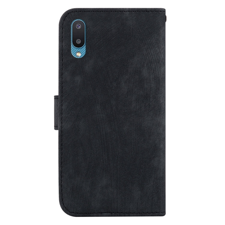 Para Samsung Galaxy A02 / M02 India 4G Funda para teléfono de cuero con relieve Little Tiger (negro)