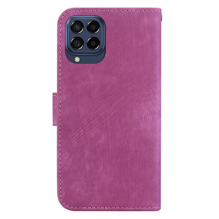 Para Samsung Galaxy M33 5G Funda para teléfono de cuero con relieve Little Tiger (rojo rosa)
