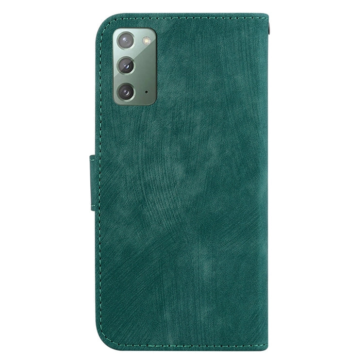 Para Samsung Galaxy Note20 Estuche para teléfono de cuero con relieve Little Tiger (verde)