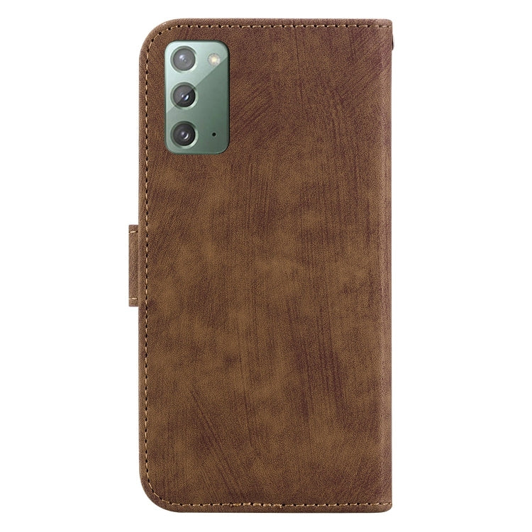 Para Samsung Galaxy Note20 Estuche para teléfono de cuero con relieve Little Tiger (marrón)