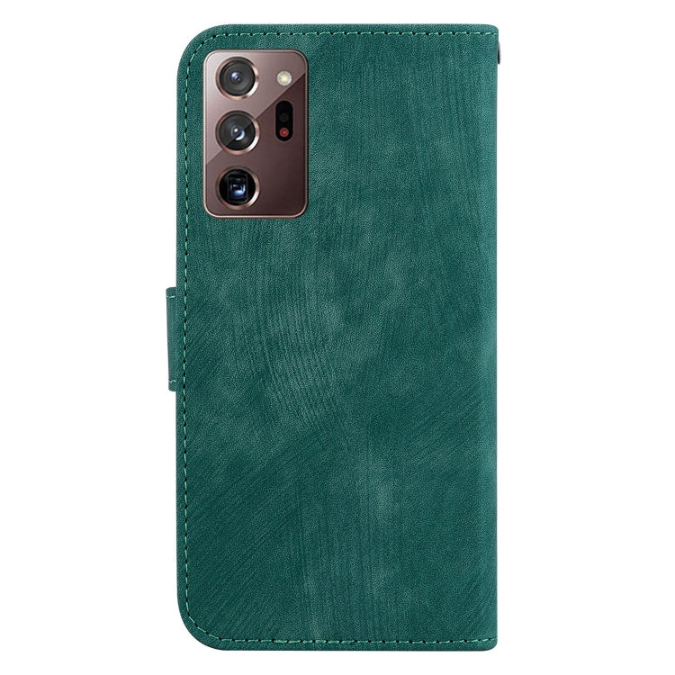 Para Samsung Galaxy Note20 Ultra Little Tiger Funda de cuero en relieve para teléfono (verde)
